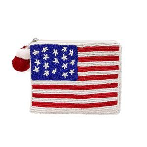 NEW GOLDEN STELLA american flag coin pouch in multi